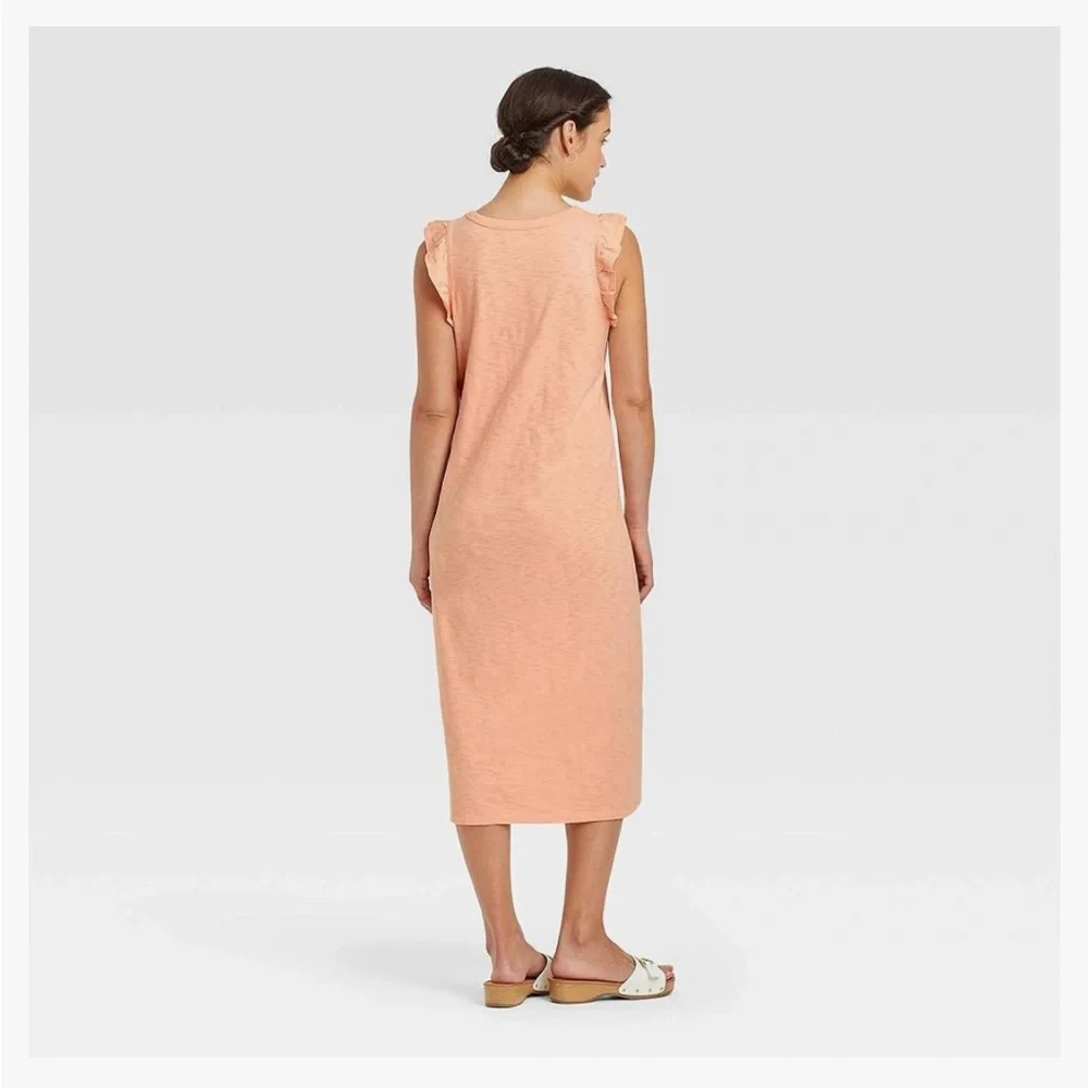Universal Thread | Women's Cotton Ruffle Tank Dress Coral Size 2X - Picture 3 of 12